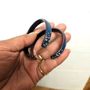 Alexis Bittar Large Frosty Blue Lucite Hoop Pierced Earrings